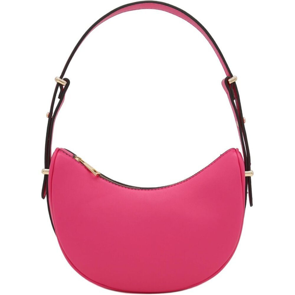 Faux Leather Small Crescent Underarm Shoulder Bag Zipper Pocket Womens